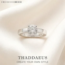 White Zirconia Ring,Europe Style Glam Fashion Jewerly For Women Gift In 925 Sterling Silver