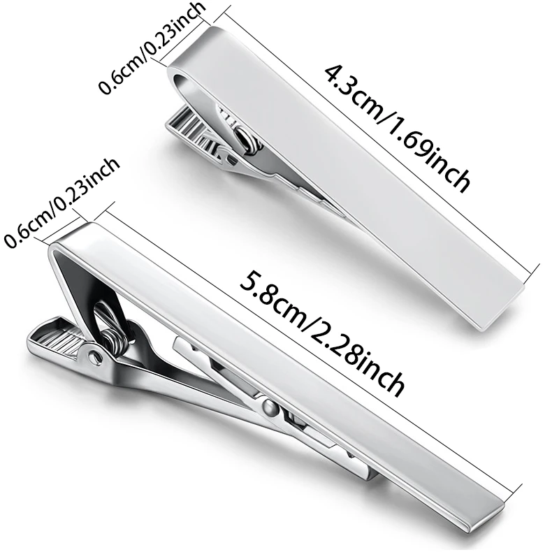2 Pcs/set Metal Tie Clip Necktie Accessories Fashion Style for Men Daily Business Wedding Practical Clasp Tie Pin Collar Clip