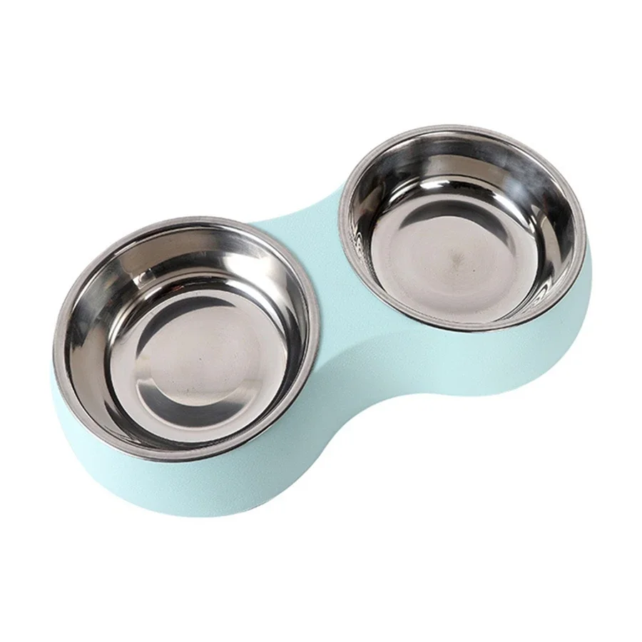 Cuenco doble de acero inoxidable para comida de mascotas, suministros de alimentación para cachorros, accesorios de agua para gatitos