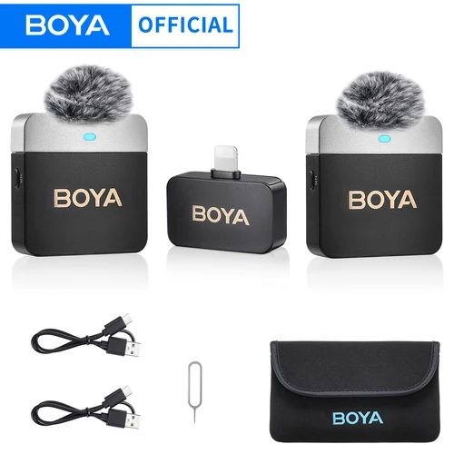 BOYA BY-M1V micrófono condensador de solapa Lavalier inalámbrico para iPhone Android Smartphone cámara PC Gaming YouTube transmisión Vlog