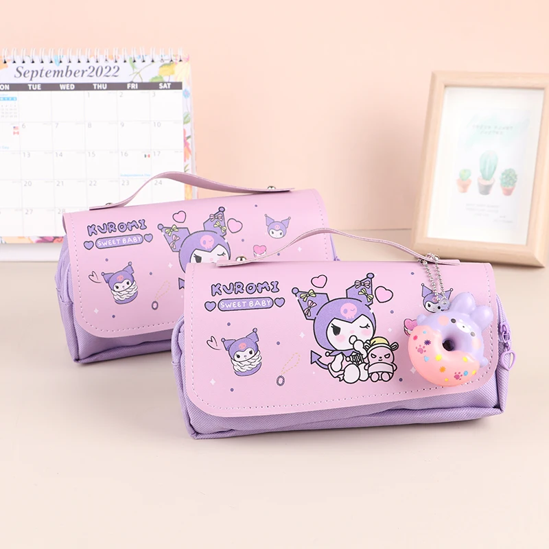 Sanrio Hello Kitty Pencil Case Anime Cute Kawaii Student Stationery Storage Bag Large Capacity Portable Handheld Kuromi Pen Bag