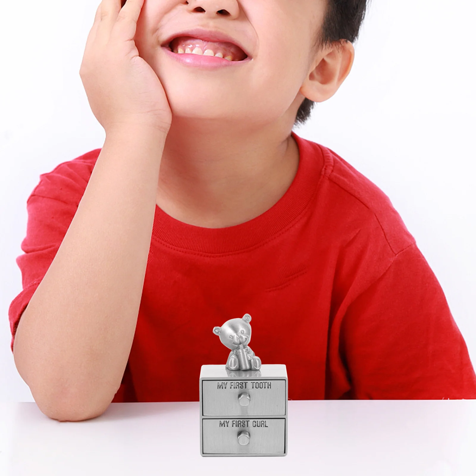

Baby First Tooth Storage Box Metal Drawer Type Hair Keepsake Organizer Deciduous Teeth Storage Container for Nursery Decor