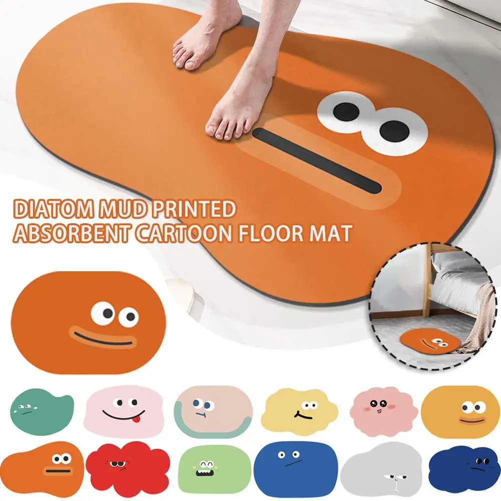 Diatom Mud Printing Absorbent Cartoon Floor Mat Explosive Bathroom Washing Foot Household Non-slip Mat Special-shaped Kitch Q1A8