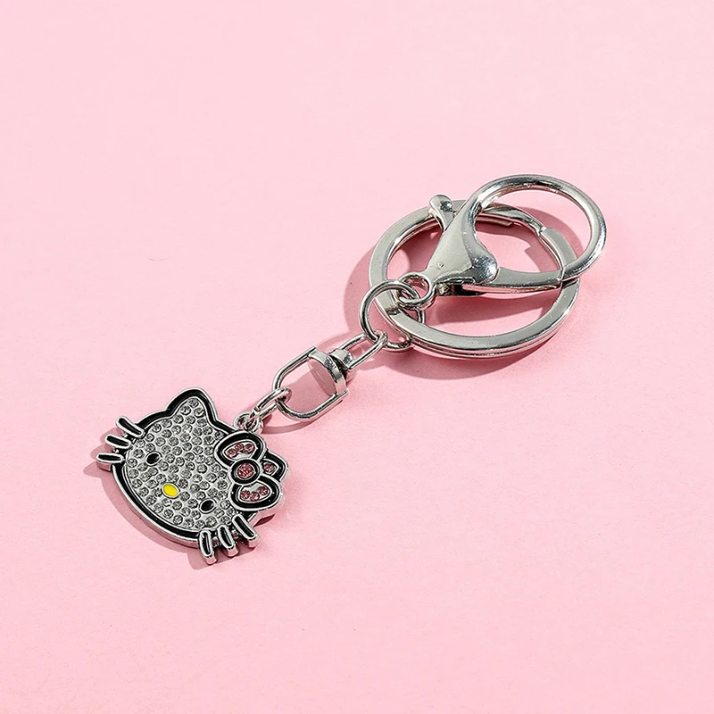 Sanrio Kawaii Hello Kitty Schattige Kristallen Metselwerk Sleutelhanger Meisje Metalen Rugzak Hanger Ring Koreaanse Sleutelhanger Keyring Kuromi