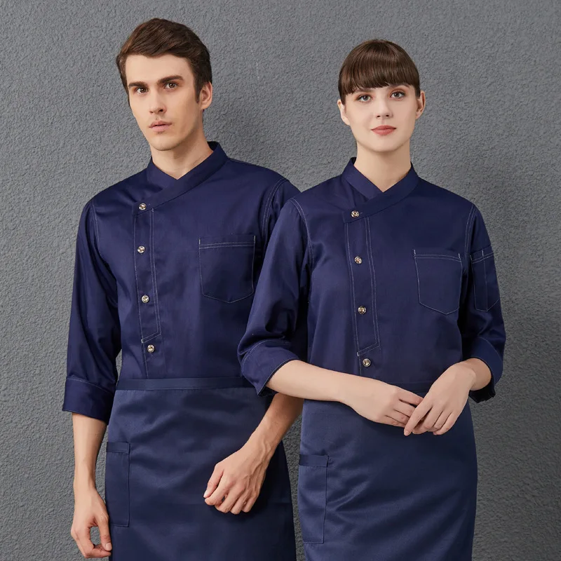 Chef Uniform Workwear Men's Long-Sleeved Catering Restaurant Kitchen Clothes Autumn and Winter Cake Pastry Baker Workwear Women