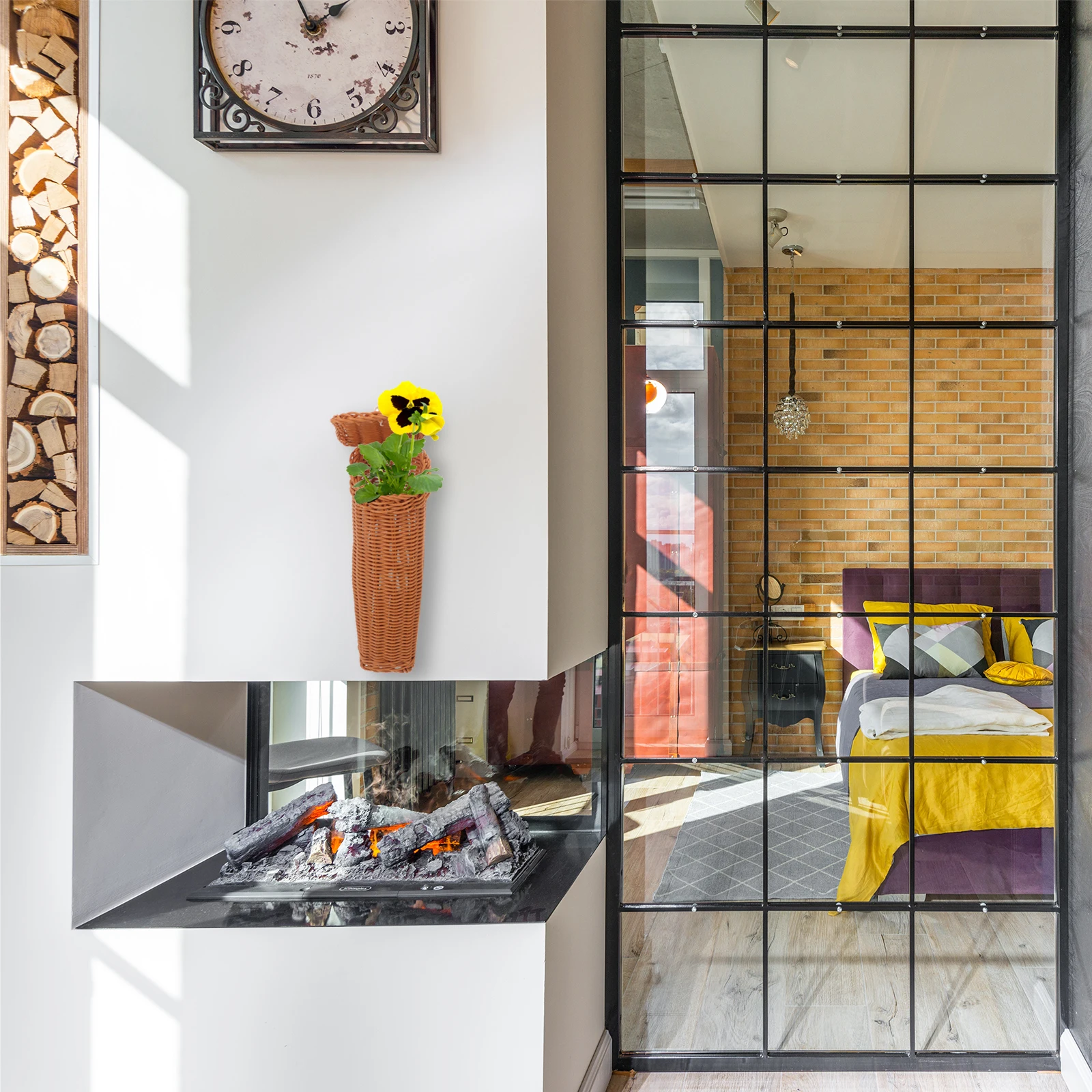 

Wall Hanging Woven Basket Kitchen Storage Holder for Garlic Ginger Vegetable Fruit Elegant Home Decor Gift Packing