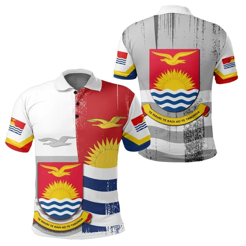 Kiribati Flag Map 3D Printed Polo Shirts For Men Clothes Fashion National Emblem POLO Shirt Casual Man Short Sleeve Hawaii Tops