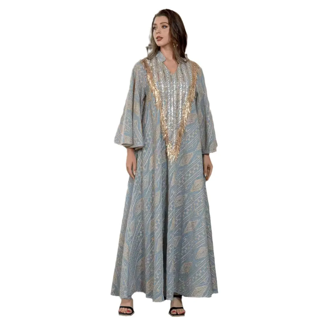 

Morocco Party Dress For Women Muslim Abaya Mesh Sequins Jalabiya Dubai Abayas Kaftan Abaya Autumn Islam Vestidos Arab Long Robe