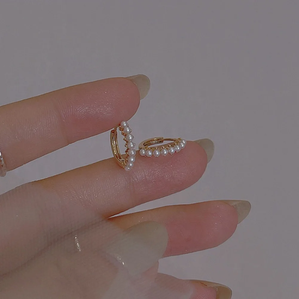 Minimalist Small Rice Grain Pearl Hoop Ear Buckles, Delicate Elegant High Classy Stud & Drop Earrings