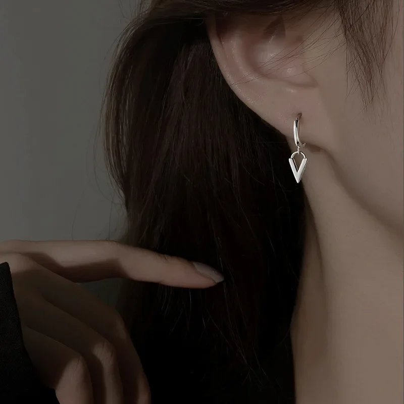 Simple Design Silver Letter Drop Earrings For Women New Fashion Ear Cuff Piercing Dangle Earring Gift - view 3