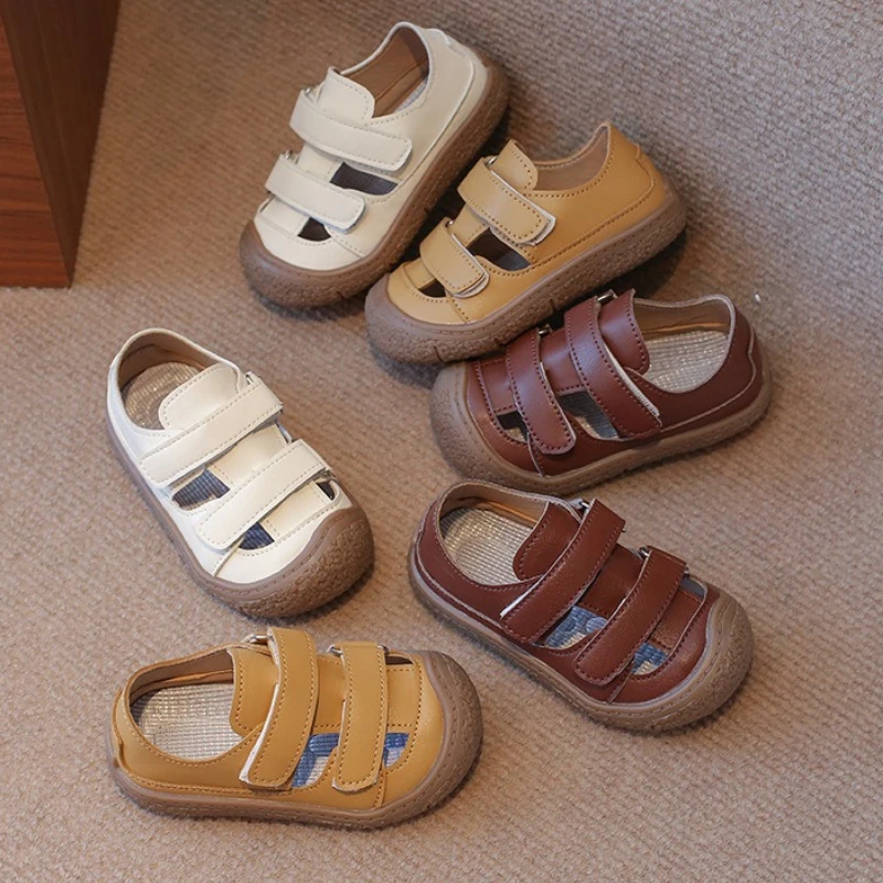 

Детские повседневные сандалии, летние новые стильные детские туфли на плоской подошве, противоскользящие спортивные универсальные пляжные сандалии в стиле ретро для мужчин и женщин