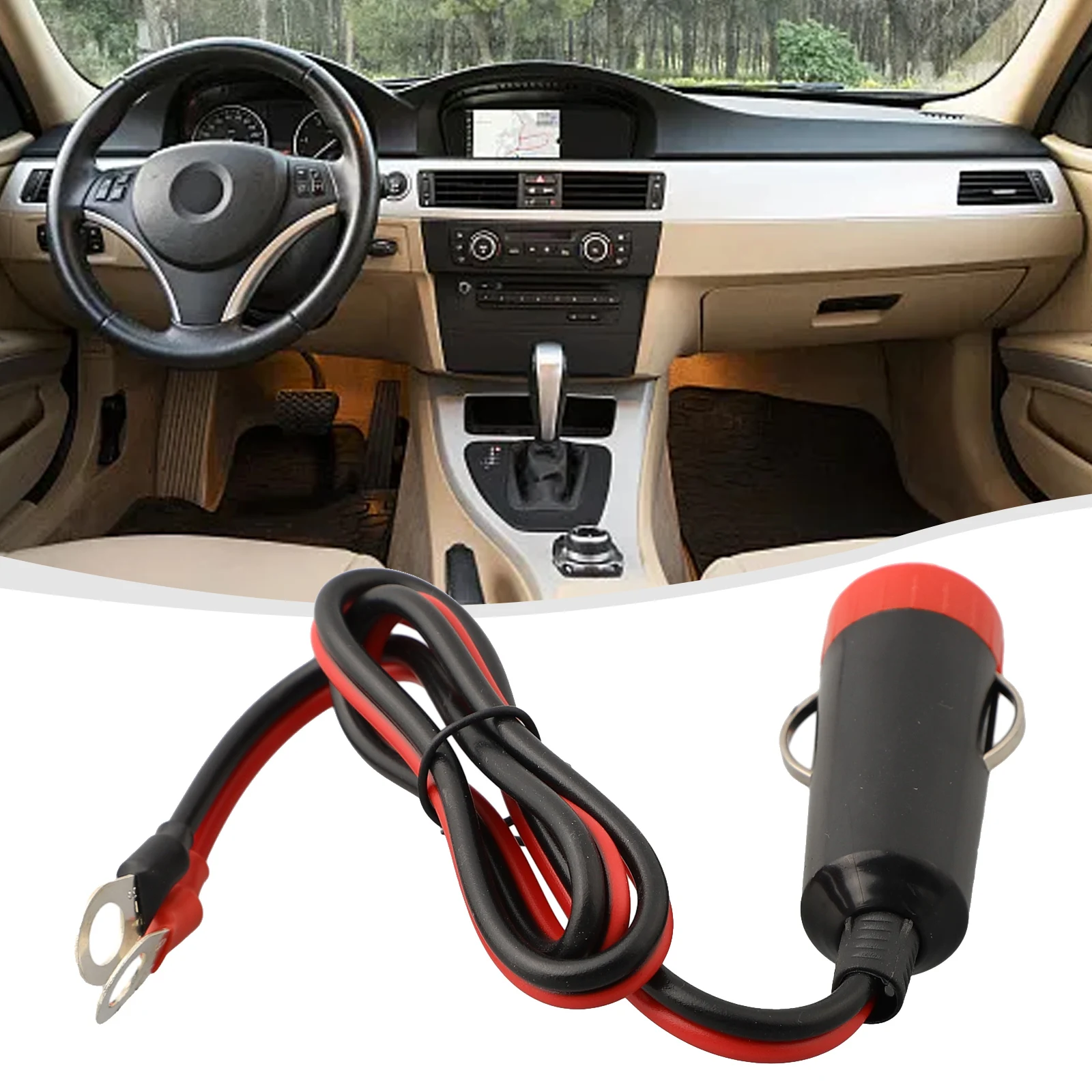 12V Car Power Supply Inverter Wire Convenient Male-Plug Car Cigarette-Lighter-Plug Cable Socket 50cm Long ABS Car Power Cable