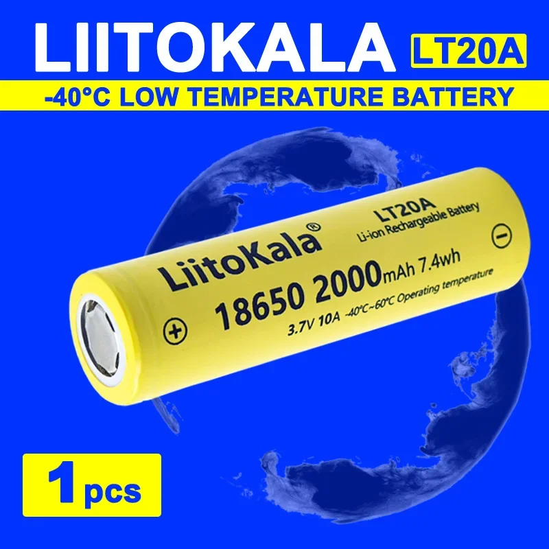 1pcs LiitoKala LT20A 3.7V 18650 2000mAh Li-ion Rechargeable Battery Suitable For Strong Light Flashlight Headlamp Mobile Phone