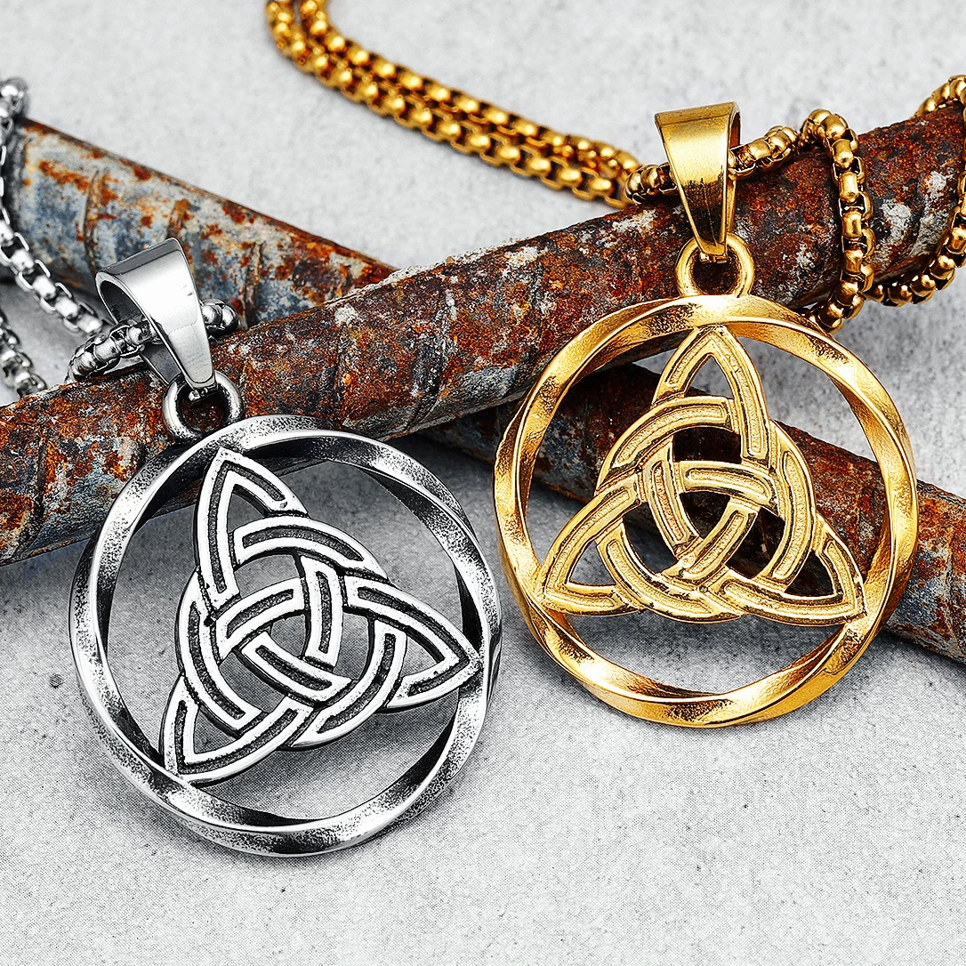 Viking Knot Necklaces Nordic Mythology Simple Men Pendant Chain 316L Stainless Steel Punk Rock for Friend Male Jewelry Best Gift