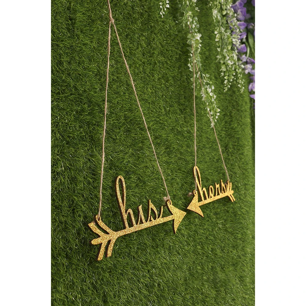 

Arrow Pendant Decoration Home His Hers Wedding Signs Groom and Bride Hanging Chairs Wall Wooden Back