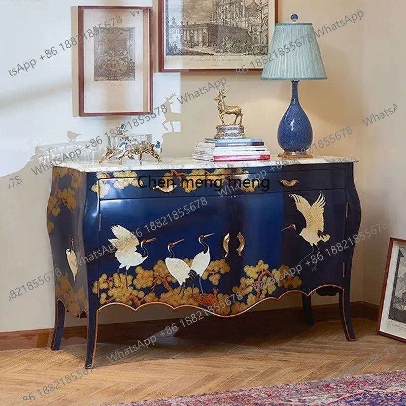 

Французский шкаф-тумба в китайском стиле для прихожей и гостиной, европейский стиль, из массива дерева, ручная роспись, с мраморными элементами, для хранения вещей