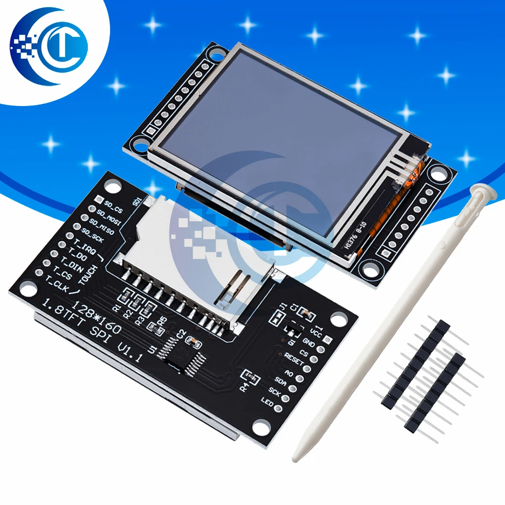 وحدة SPI TFT LCD مقاس 1.8 بوصة (128 × 160): محرك ST7735S مع وظيفة اللمس (4 دبابيس IO) متوافقة مع Arduino