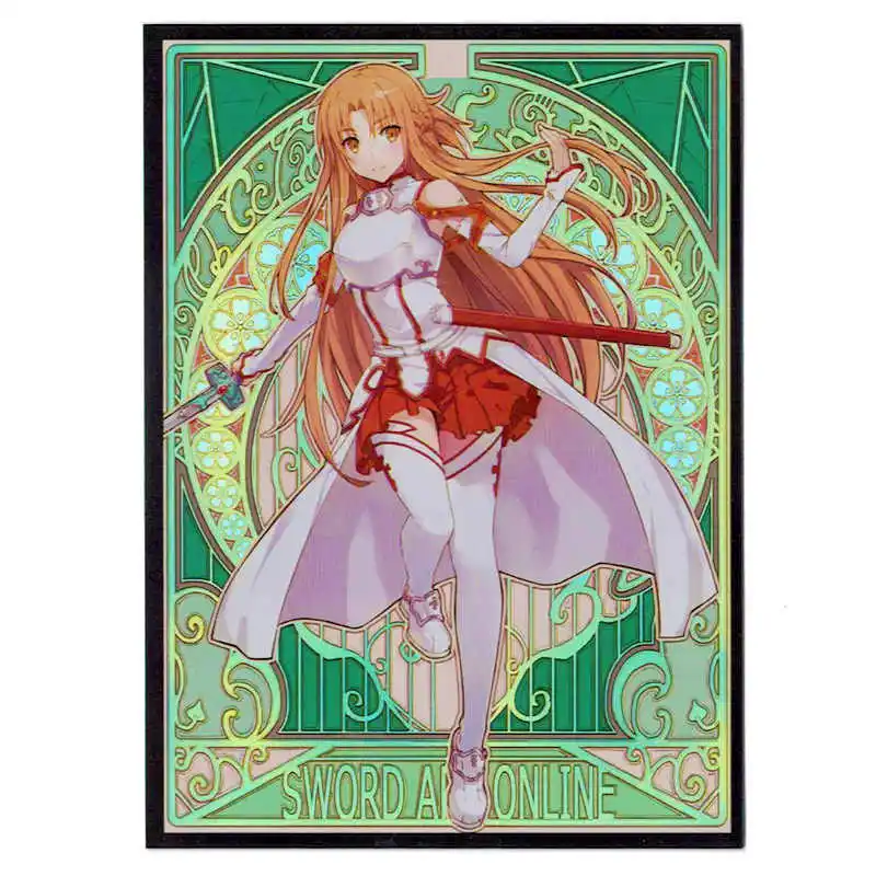 67X92Mm 50Pcs/set Diy Sword Art Online Yuuki Asuna Card Sleeves Color Flash Opcg Ptcg Card Protective Cover Anime Card Gift