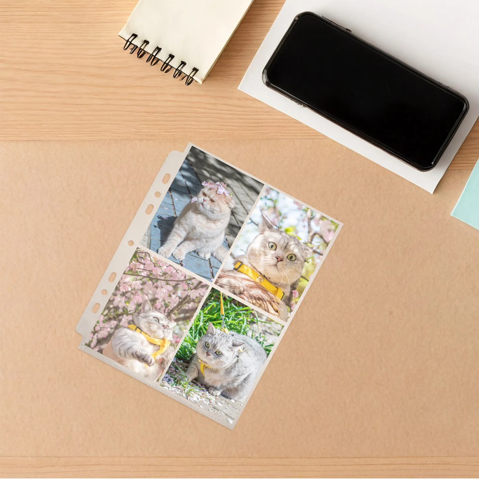 10Pcs Binder Insert Photo Sleeves A5 Clear Plastic 7 Hole Heavy Duty Photo Album Pages Wedding Picture Sleeves