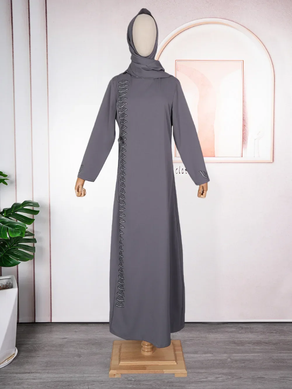 2024 Afrikaanse Jurken Voor Vrouwen Zomer Herfst Lange Mouw Polyster Lange Maxi Jurk Jurken Moslim Mode Abaya Kaftan Outfits