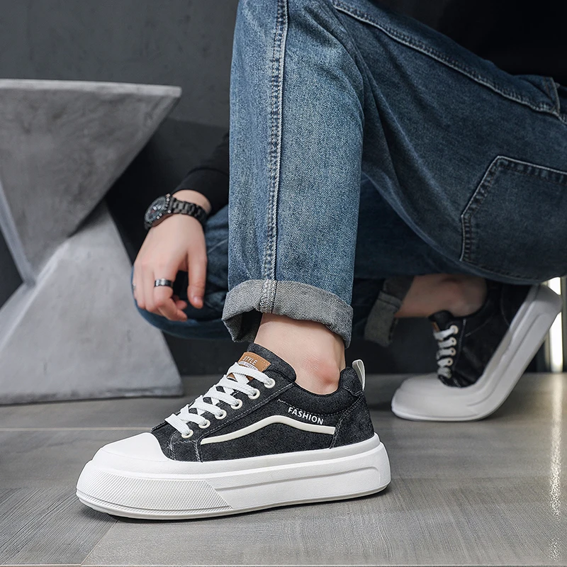 Personalized Spring and Autumn New Men's Shoes Korean Style Fashionable Casual Board Shoes Denim Single Shoe Versatile Sneakers