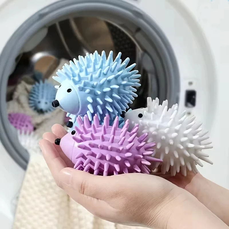 Reusable Hedgehog Laundry Ball - Cute Anti Tangling and Wrinkle Free Plastic Assistant for Washing Machines and Dryers