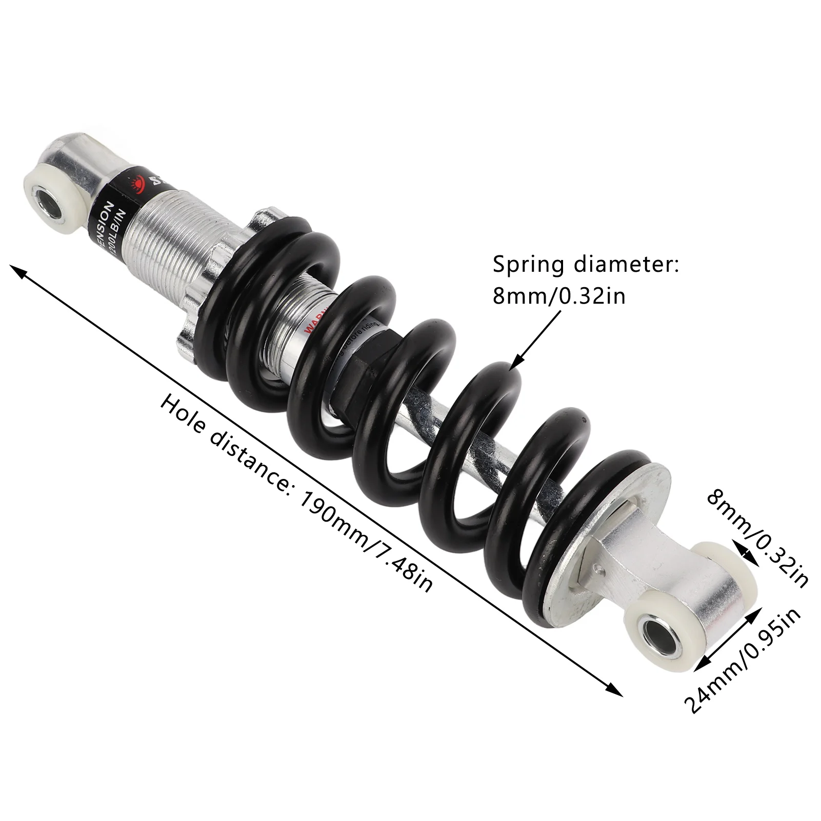 190mm 1200LBS Motorcycle Rear Shock Absorber for 50cc 70cc 90cc 110cc 125cc Dirt Bike ATV  Kart Motorcycle Shock Shock Strut