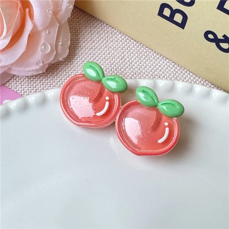4 Stück/Set Mädchen Haaraccessoires Creme-Farbene Mattierte Eis-Transparente Frucht-Haarspangen Imitierte Frucht-Haarnadeln Pfirsich-Erdbeer-Kopfschmuck – Detail 8