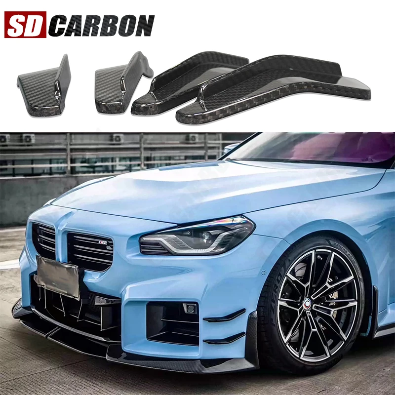 

For BMW M2 G87 2022+ Carbon Fiber Car Front Bumper Wind knife Splitter Spoiler Canard Air Knife Surround Trim Car Accessories
