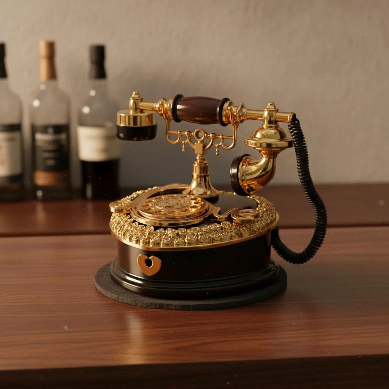Vintage Rotary Phone Melody Box Classical Melodies European Design Telephone Ornament Rotary Phone Ornament Ornate Design