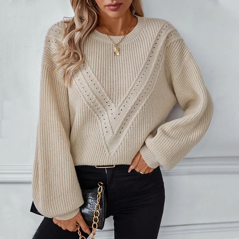 

Women's sweater pullover Casual Spring/autumn/winter Retro loose long sleeved knitted shirt top basic