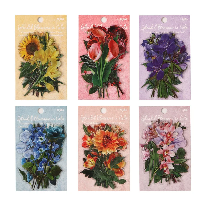 10pcs Art Plant Stickers Exquisite Print for Album Layout Crafts Stickers aesthetic for Scrapbooking Calendars Arts Diy Crafts