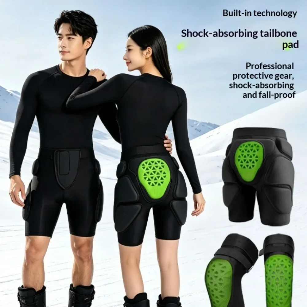 2PCS Ice Skating Protective Gear Ski Hip Knee Pad Set Full Set Inner Wear Speed Skating Butt Pad Anti Fall for Skiing
