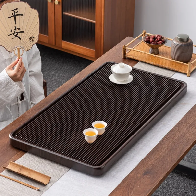 Bakelite Tea Tray Office Tea Station Kongfu Tea Set Accessories Compact Household Drainage Tea Tray with Drain Pipe Home Gift