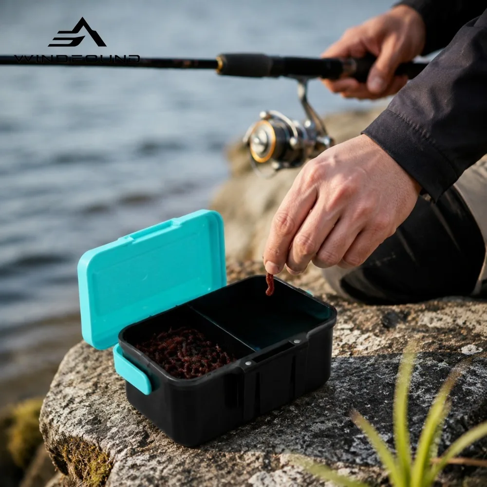 Portable Double-Layer Breathable Bloodworm and Bait Box – Earthworm Box for Fishing Outdoor Fishing Accessory Fishing Essential