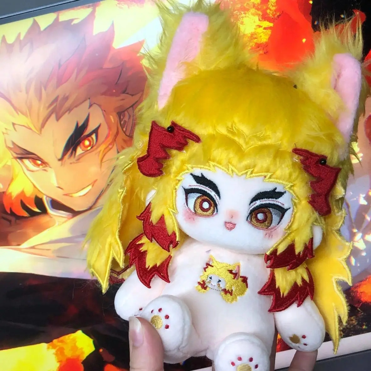 

20 см Demon Slayer аниме Rengoku Kyoujurou косплей плюшевая кукла мягкое платье хлопковая игрушка сменная одежда подарок
