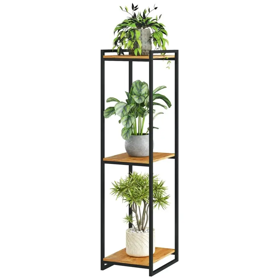 

Трехуровневая подставка для растений, 45 см высотой, современная угловая полка для цветов, органайзер для гостиной, балкона, сада, в деревенском стиле, цвет бежевый.