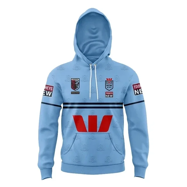 2022 -2023 NSW Blues State Of Origin Kids Hoodie Hat Home / Away / Training Jersey Size: 16-26 （Print Custom Name Number）