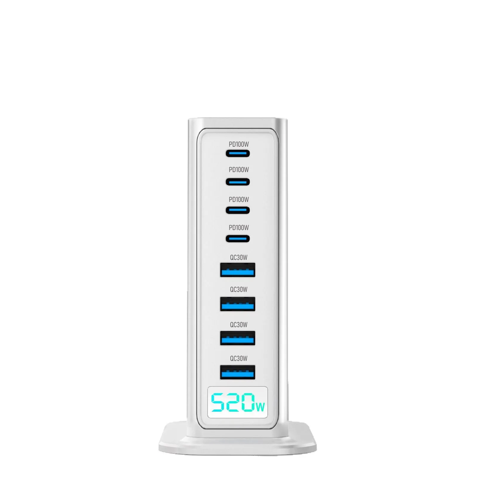 520W Fast Charge 3.0 USB Type C Fast Charger Mobile 8-port 5C3A PD Charger Convenient To Carry Tablet Charger AI Digital Display - Image 5