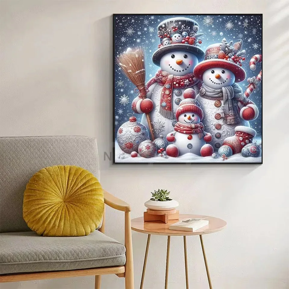 5D Diy Diamond Painting Cute Snowman Full Round Square Drill Christmas Diamond Mosaic Embroidery New Collection Gift Home Decor