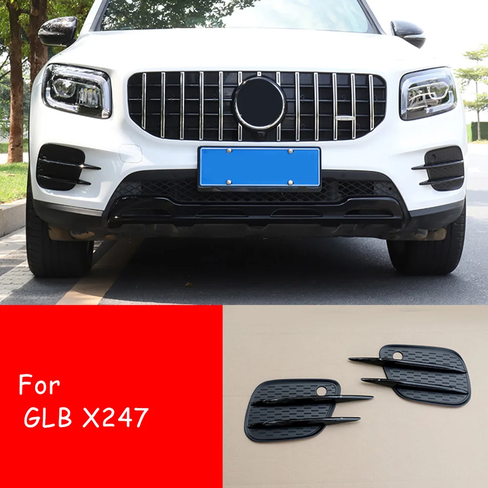 Car Front Fog Lamp Grille Cover Spoiler Decoration Replacement Accessories for Mercedes-Benz GLB X247 Black