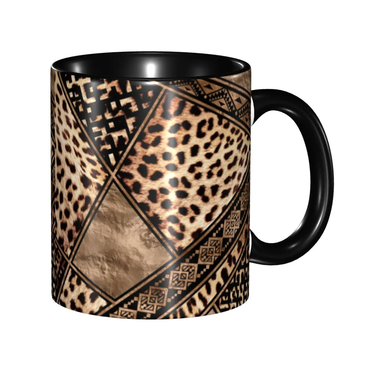 

DIY Cheetah Fur With Ethnic Ornaments Ceramic Mug Personalized Leopard Skin Coffee Cup Creative Present