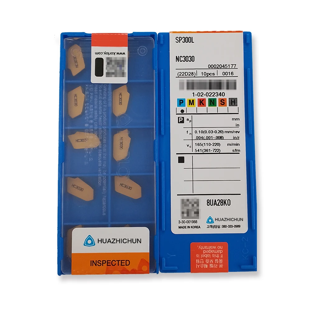 

HUAZHICHUN 10pcs SP300L NC3030 Carbide Grooving Inserts Multilayer Coated CNC Lathe Carbide Inserts Cutters for Lathe Grooving C