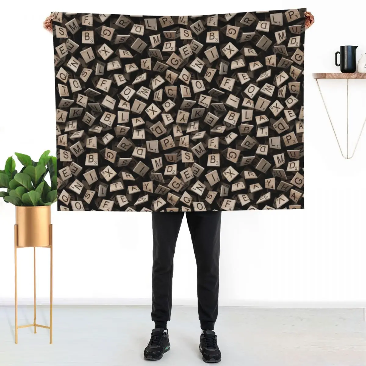 

Scrabble Tile Madness Pattern Throw Blanket Warm Comfortable Blanket for Office Napping
