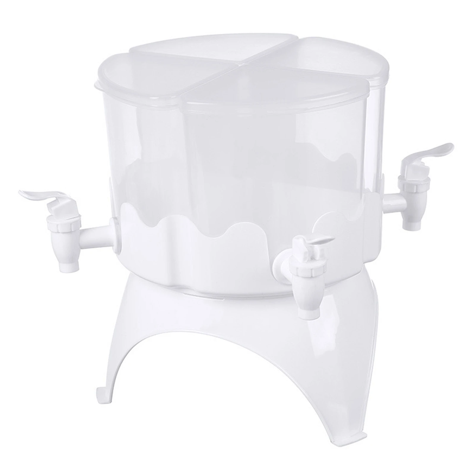 Beverage Dispenser Large Capacity Plastic 4 Compartment Rotating Fridge Cold Drink Kettle with Spigot for Home 4L