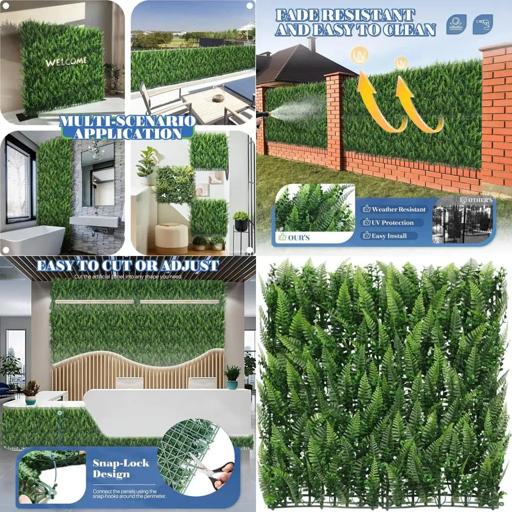 

Искусственные панели из падуба 20x20 см для создания зонирования, с разнообразными листьями, 11 упаковок для использования в помещении/на улице