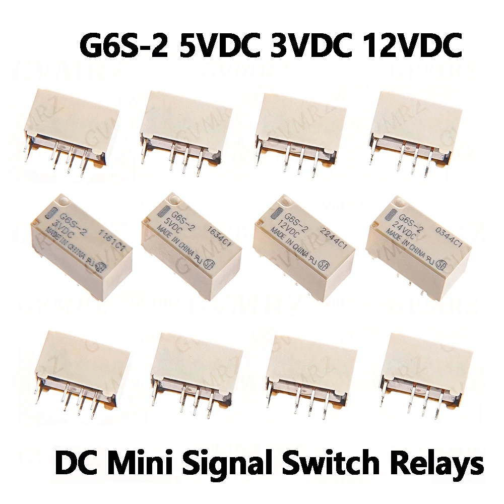 5PCS 12VDC 24VDC 5VDC 3VDC New G6S-2 5VDC Signal Relay 8Pin DC 5V 12V 24V 2A Mini Signal Switch Relays 3/5/12/24