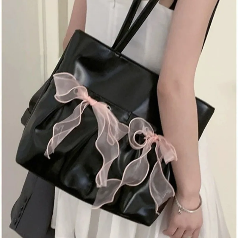 

Woman Shoulder Underarm Bag Fashion Bow Female Tote Bag 2025 New Pu Leather Luxury Designer Ladies Handbags Vintage Hand Bags