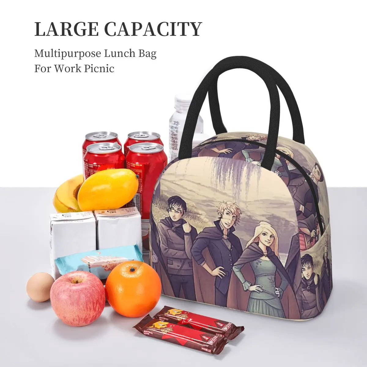 حارس المدن المفقودة شخصية معزول حقيبة الغداء للنساء برودة صندوق طعام حراري حمل صناديق الغداء مانعة للتسرب الحاويات #5