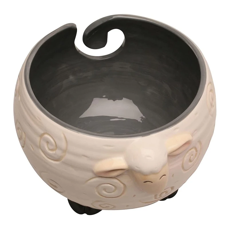 Sleepy Sheep Ceramic Yarn Bowl for Tangle Free , 6 W x 4.5inch H